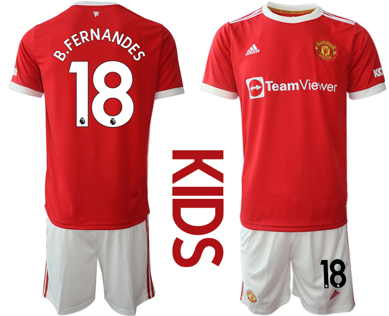 Youth 2021-2022 Club Manchester United home red #18 Soccer Jersey->youth soccer jersey->Youth Jersey